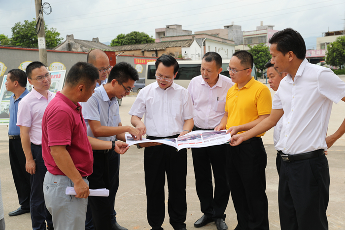县委书记曾永祥率队到汤西镇新岭村调研新农村建设工作.JPG